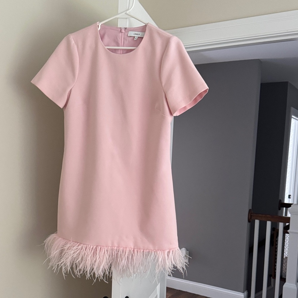 Likely Pink Mini Dress with Feather Hem